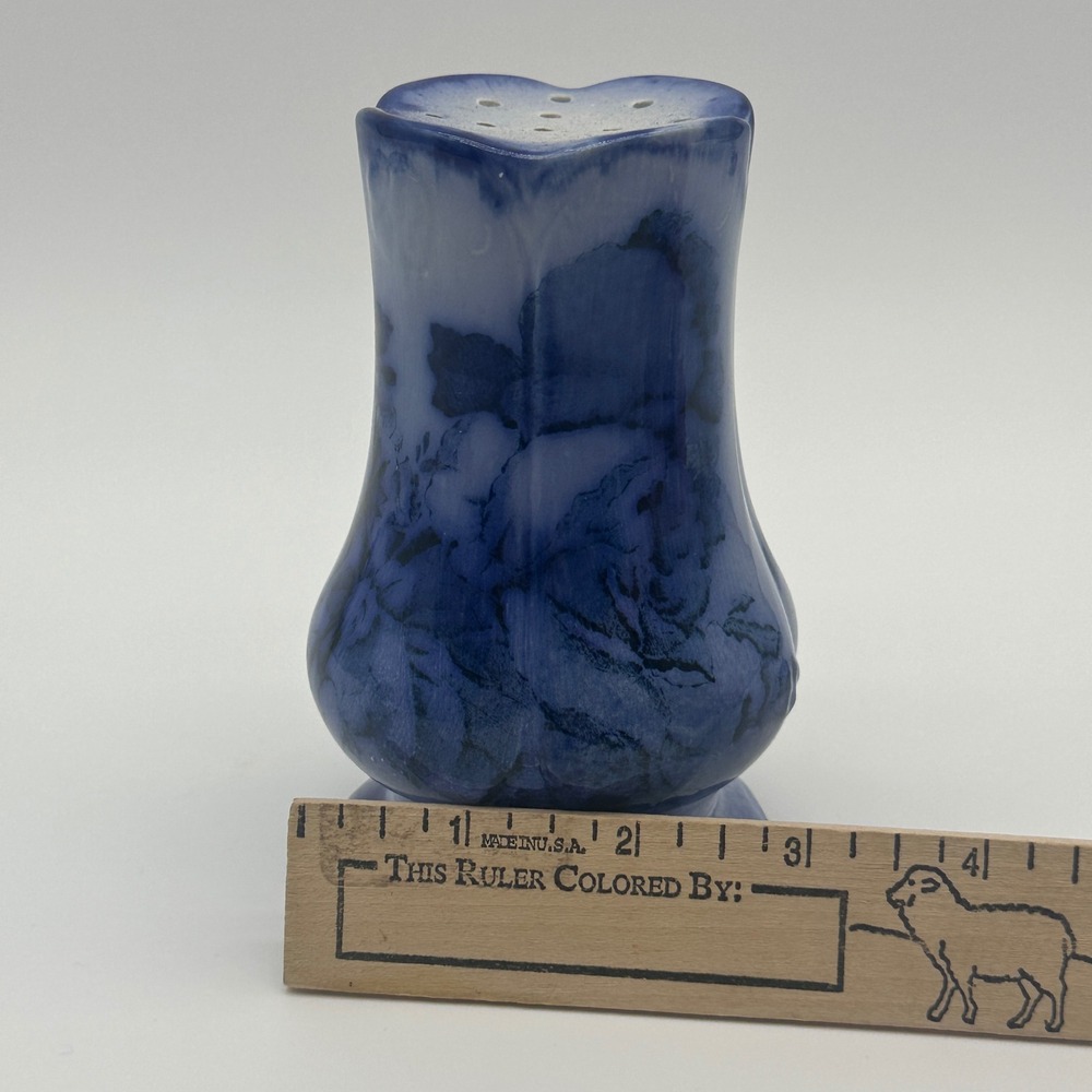 Victoria Flow Blue Hat Pin Holder Staffordshire Ironstone England Floral Antique - Picture 4 of 10